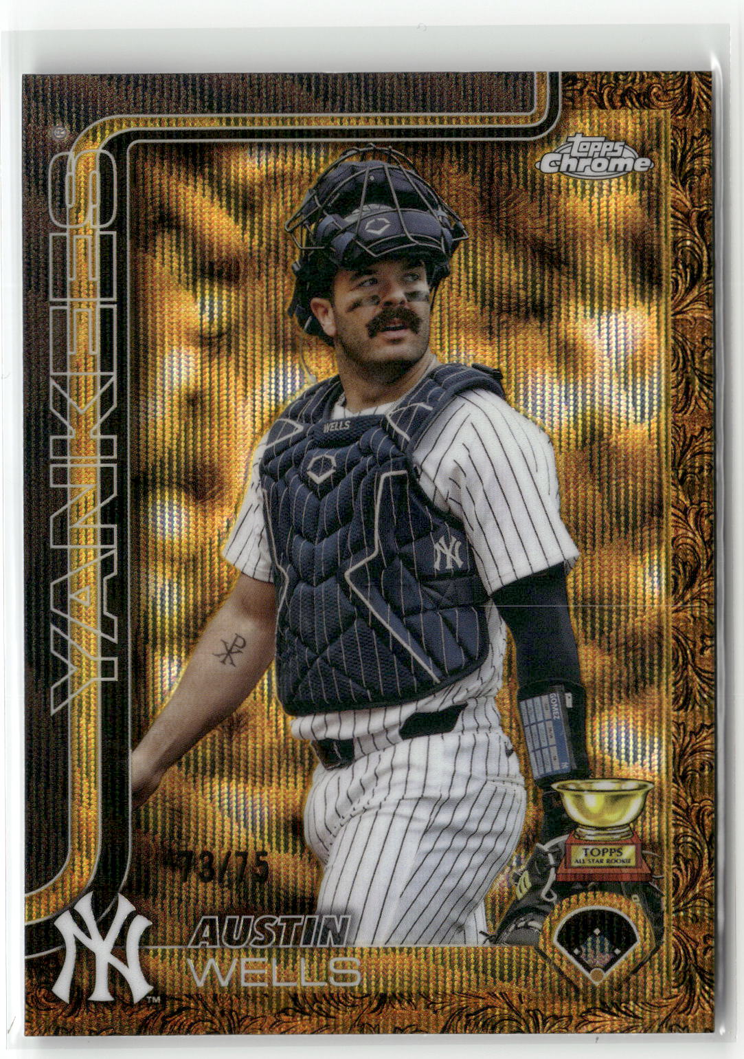 2025 Topps Gilded Collection #70 Austin Wells Gold Wave Refractors #/75-1