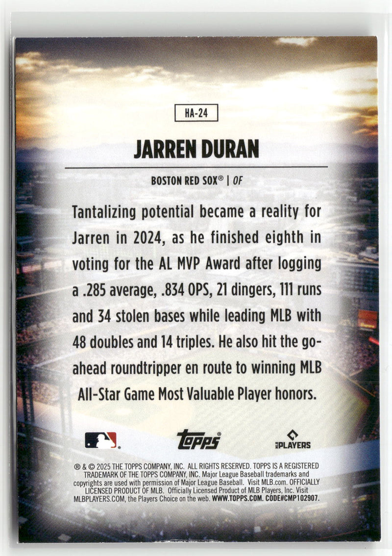2025 Topps #HA-24 Jarren Duran Home Field Advantage-2