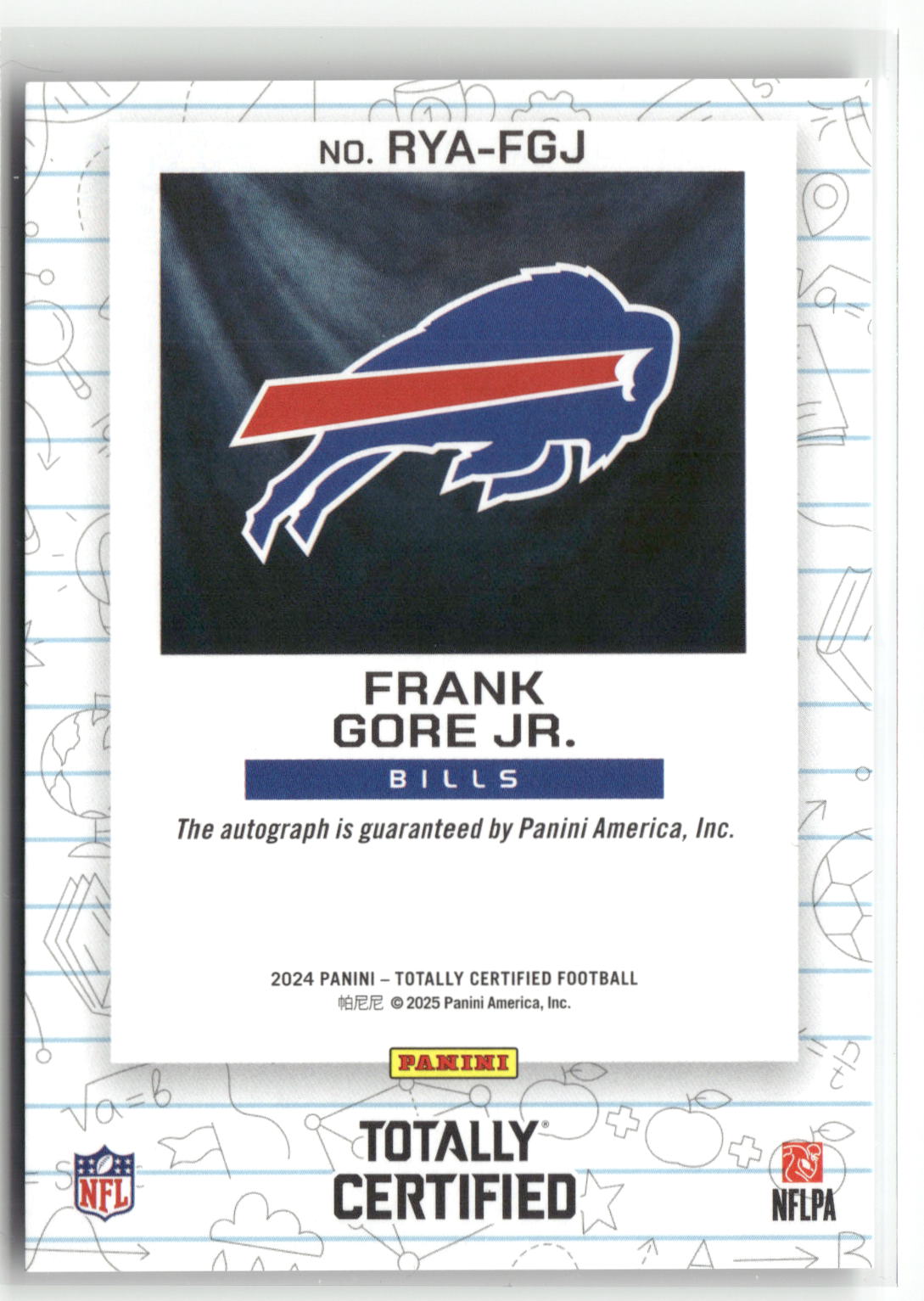 2024 Panini Totally Certified #RYA-FGJ Frank Gore Jr. Rookie Yearbook Autographs-2