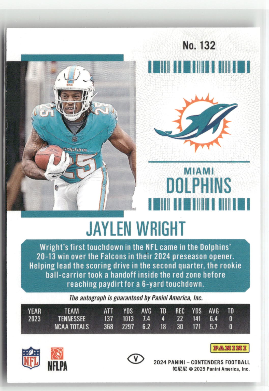 2024 Panini Contenders #132 Jaylen Wright Midfield Ticket #/50-2