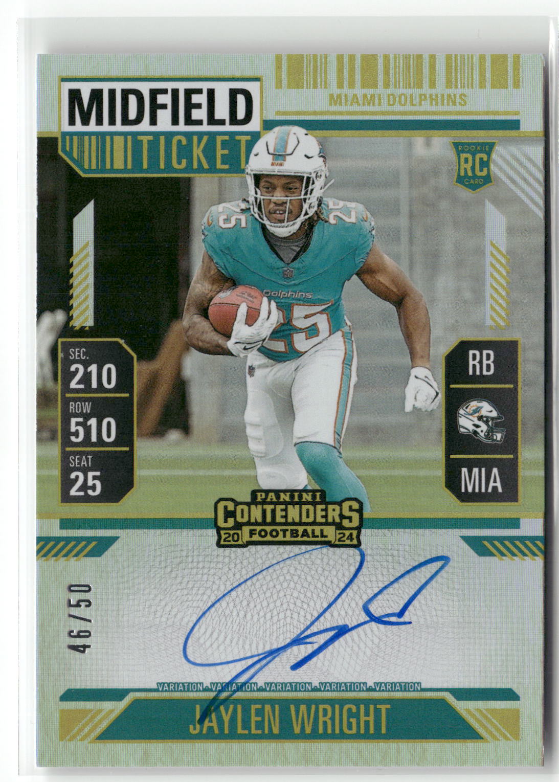 2024 Panini Contenders #132 Jaylen Wright Midfield Ticket #/50