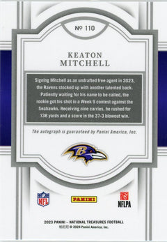 2023 Panini National Treasures #110 Keaton Mitchell #/99 Auto RC-2