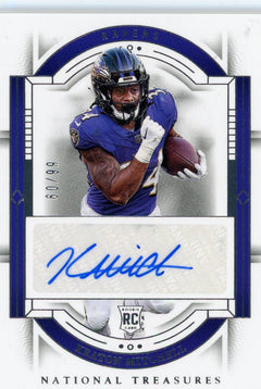 2023 Panini National Treasures #110 Keaton Mitchell #/99 Auto RC-1