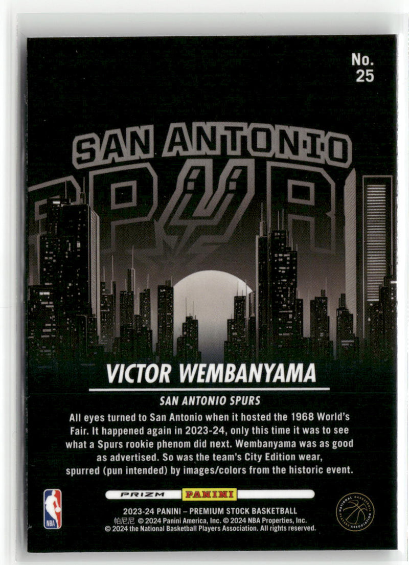 2023-24 Hoops Premium Stock #25 Victor Wembanyama City Edition Silver Prizm-2
