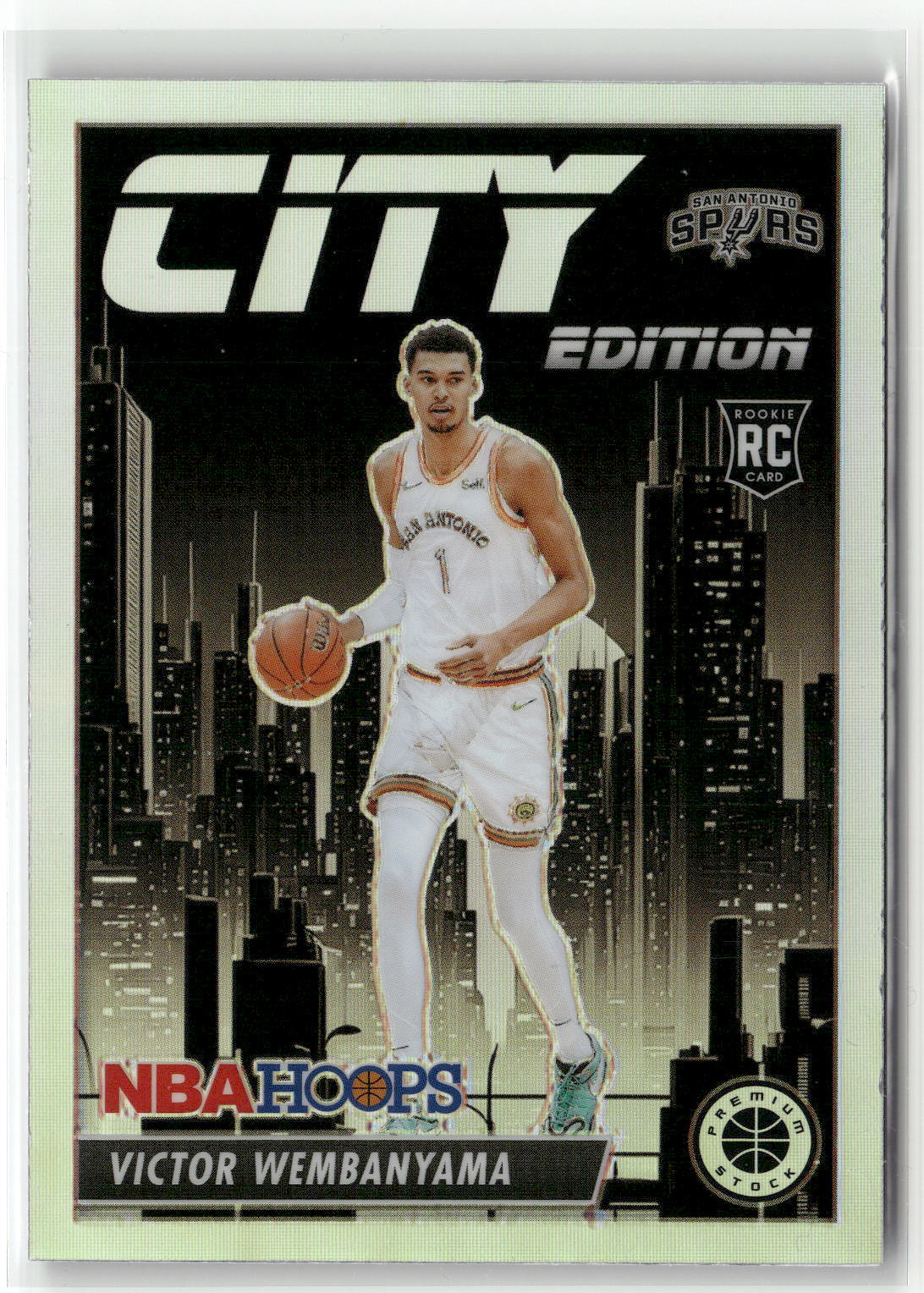 2023-24 Hoops Premium Stock #25 Victor Wembanyama City Edition Silver Prizm-1