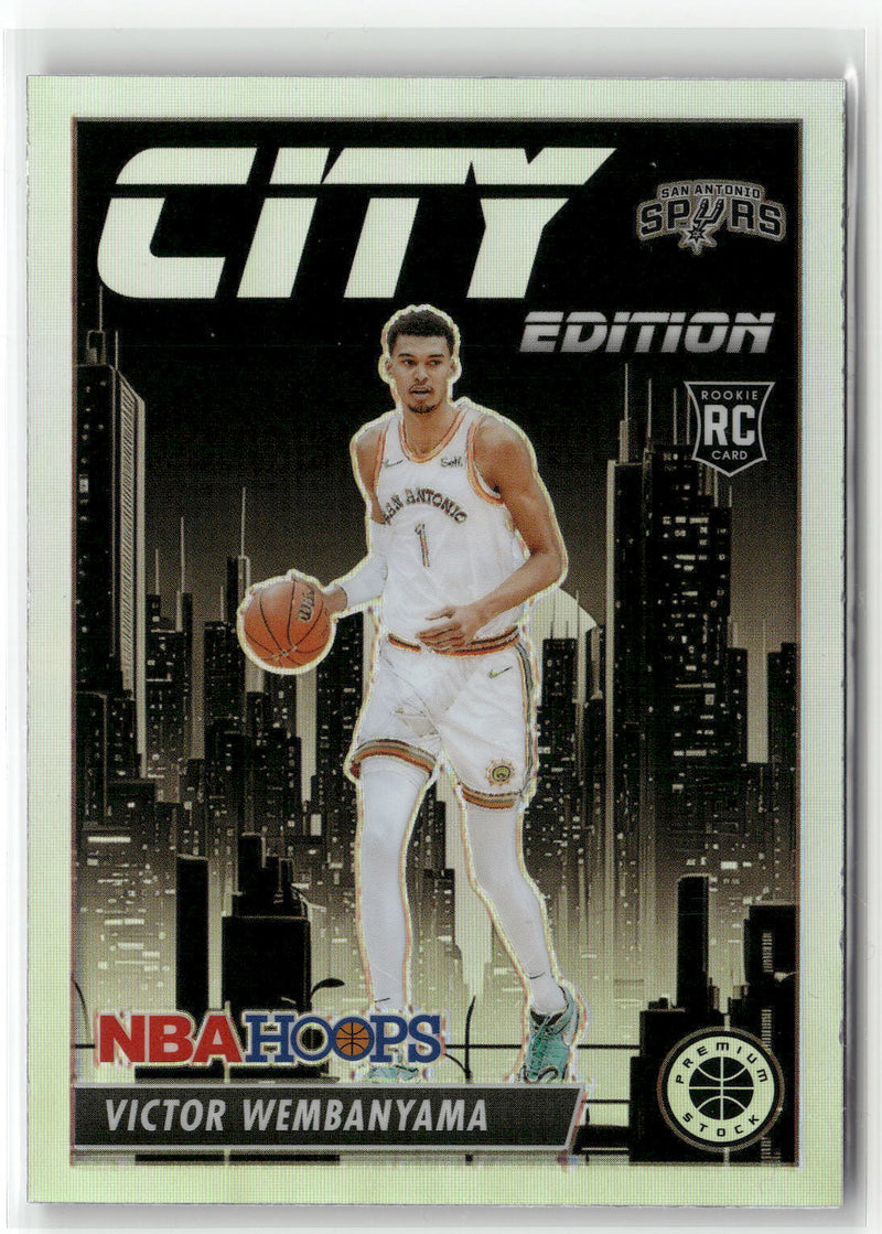 2023-24 Hoops Premium Stock #25 Victor Wembanyama City Edition Silver Prizm-1