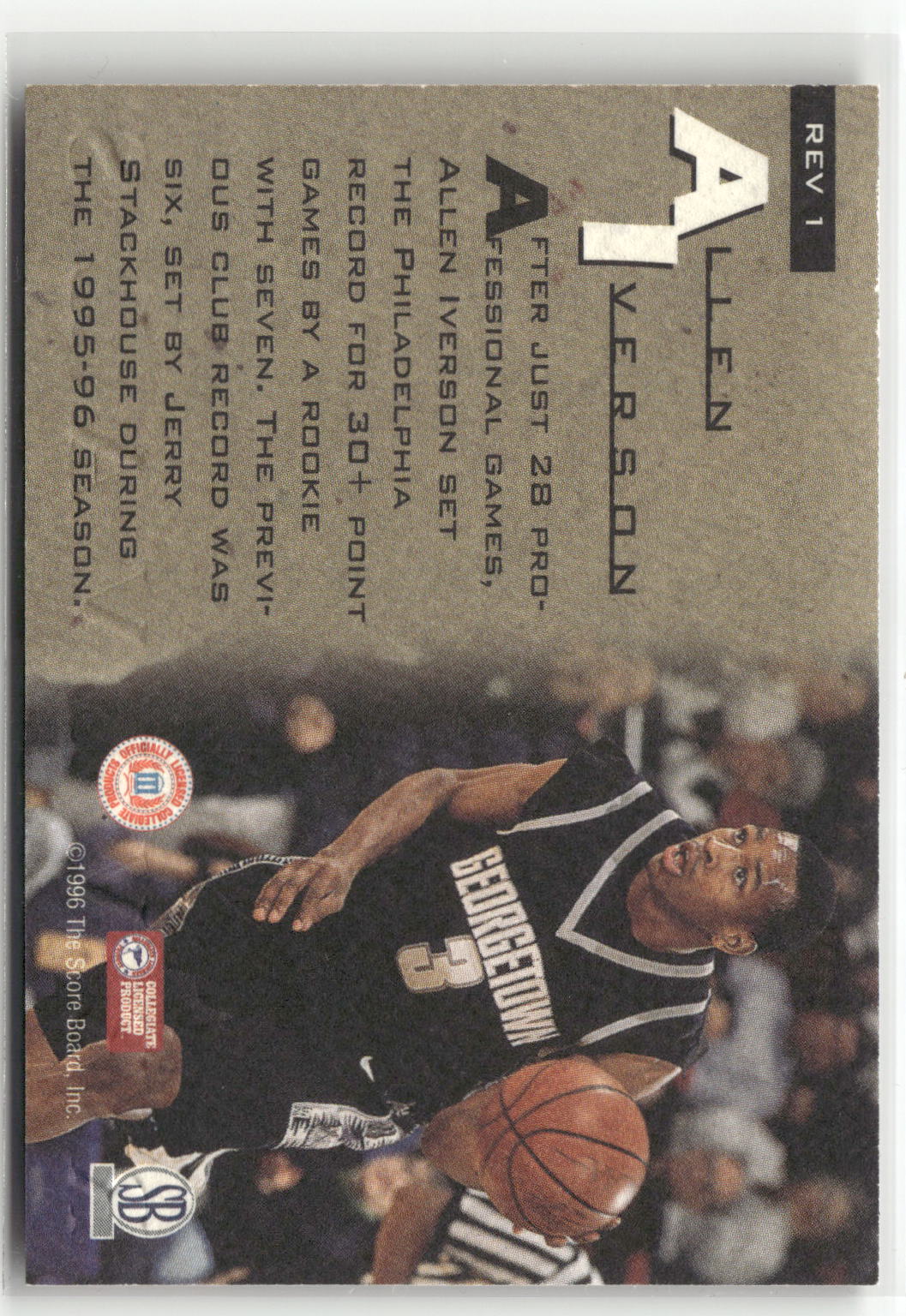 1996-97 Score Board All Sport PPF #REV1 Allen Iverson Revivals-2