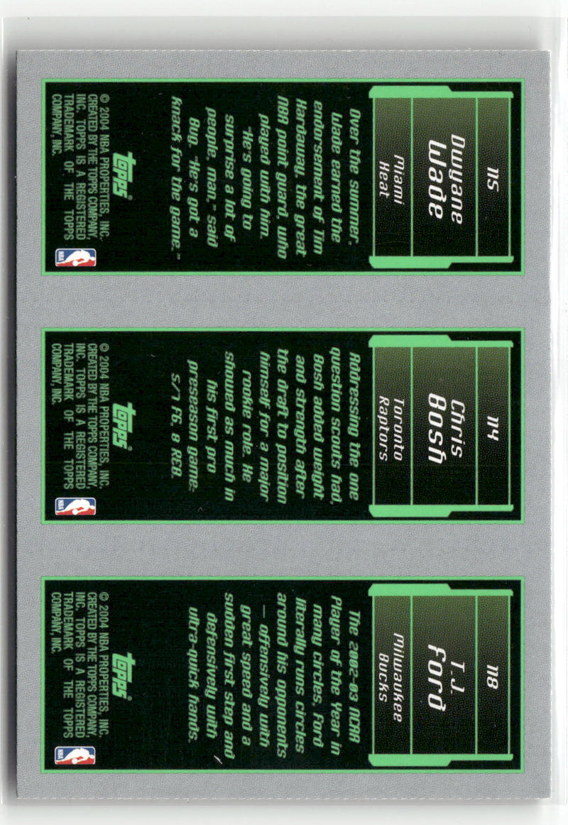 2003-04 Topps Rookie Matrix #118 #114 #115 T.J. Ford / Chris Bosh / Dwyane Wade-2