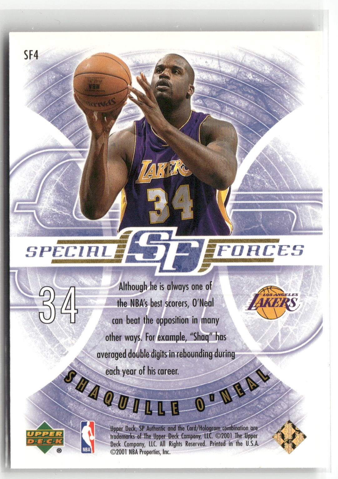 2000-01 SP Authentic #SF4 Shaquille O'Neal Special Forces-2