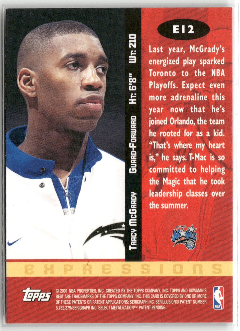 2000-01 Bowman's Best #E12 Tracy McGrady Expressions-2