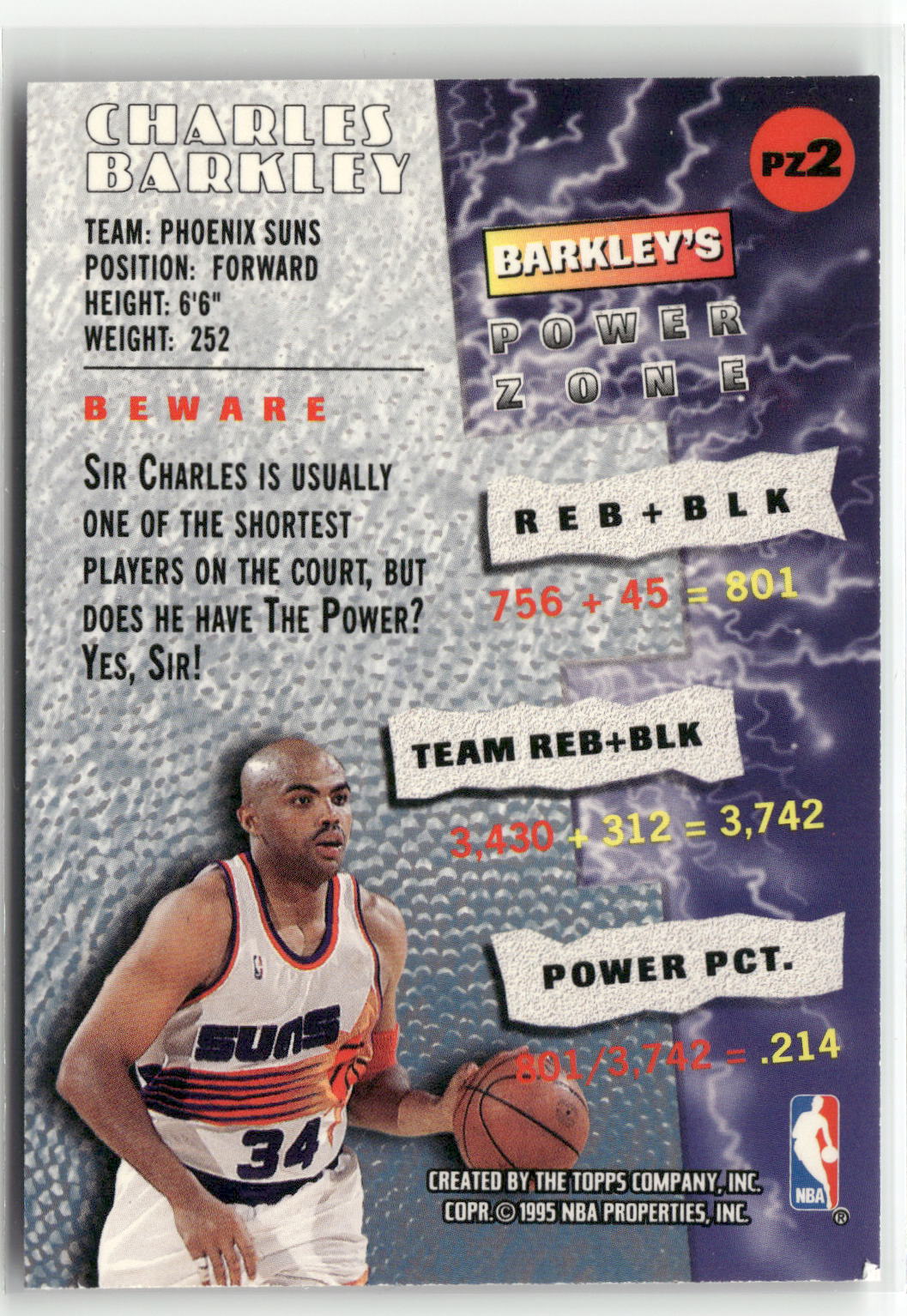 1995-96 Stadium Club #PZ2 Charles Barkley Power Zone-2