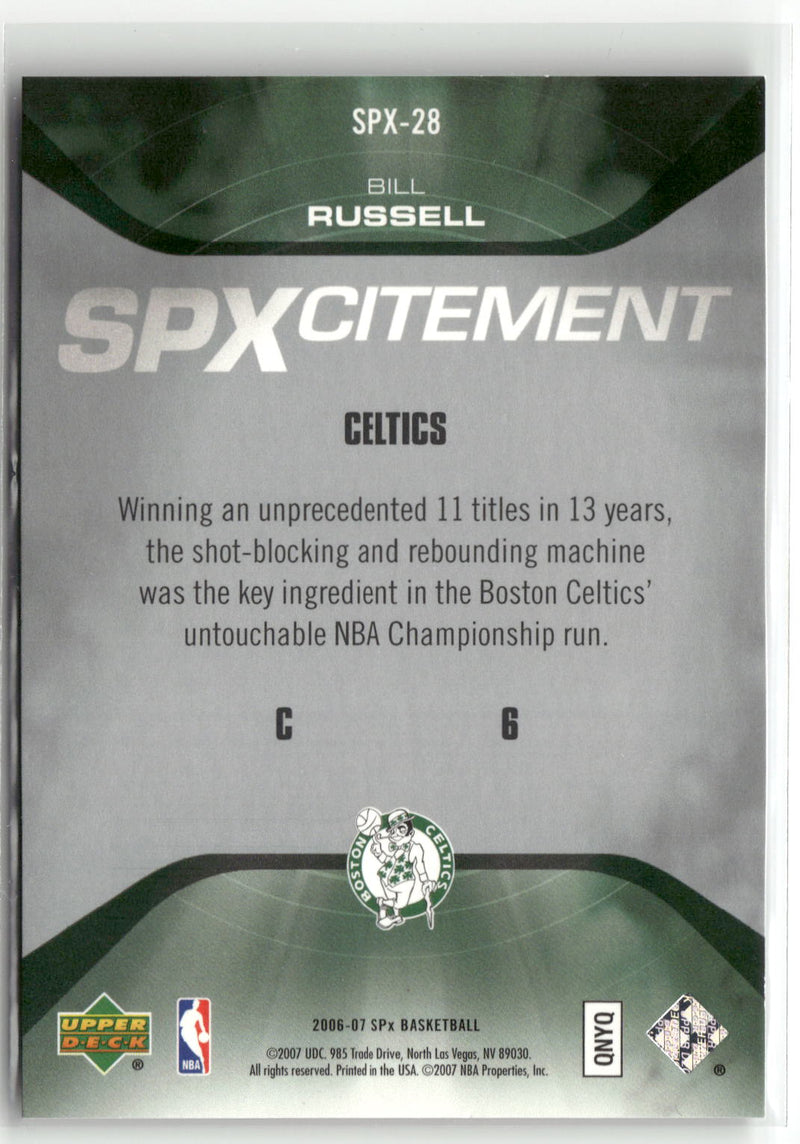 2006-07 SPx #SPX-28 Bill Russell SPXcitement #/2999-2