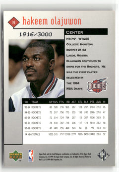 1998-99 Upper Deck Black Diamond #39 Hakeem Olajuwon Double Diamond #/3000-2