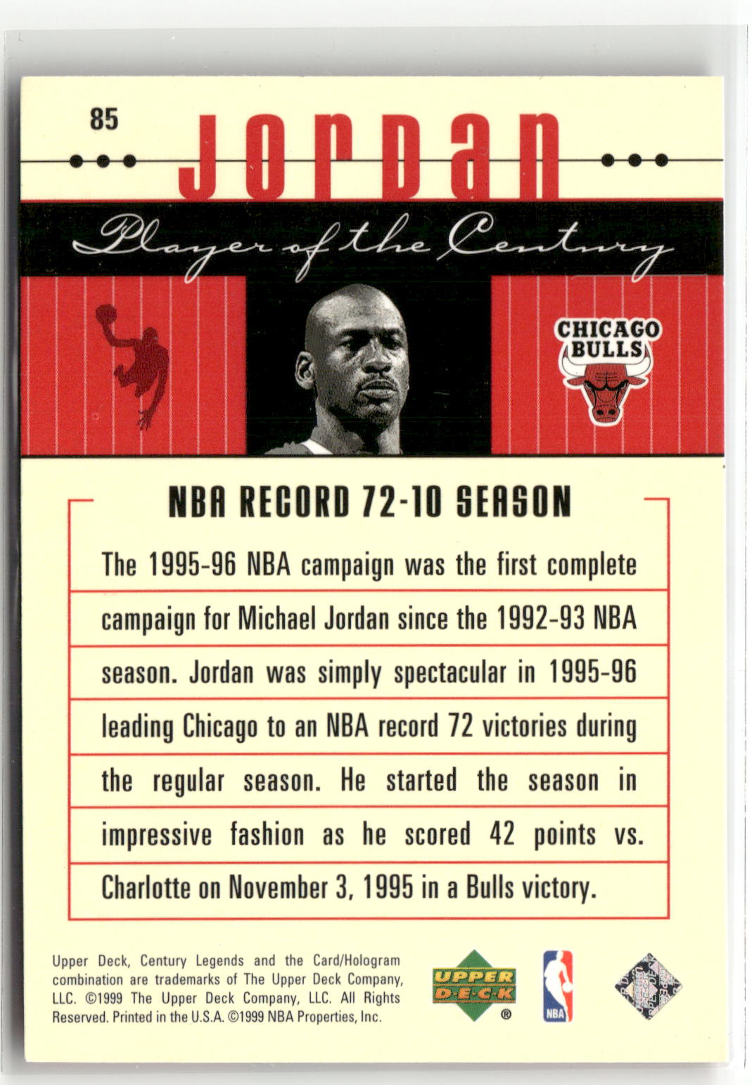 1998-99 Upper Deck Century Legends #85 Michael Jordan-2