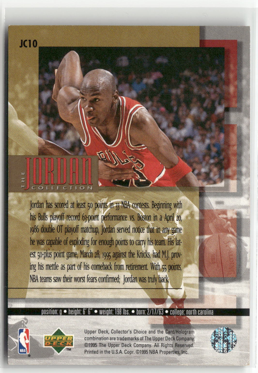 1995-96 Collector's Choice #JC10 Michael Jordan The Jordan Collection-2