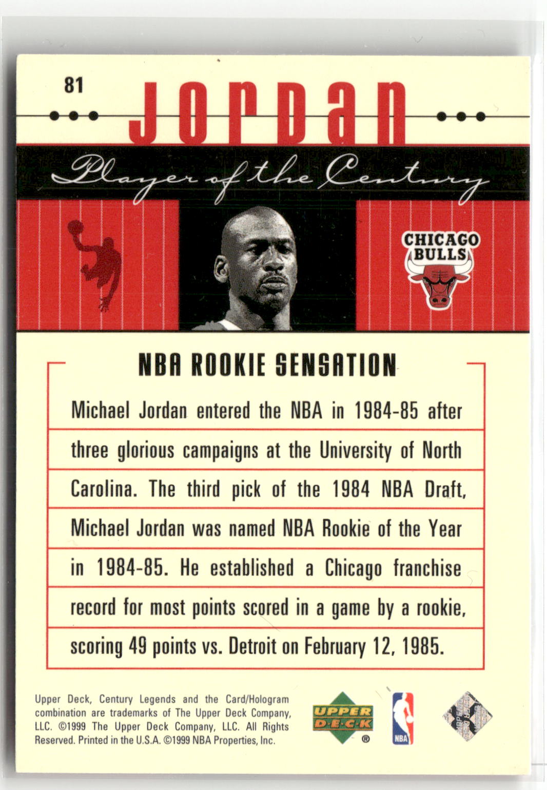 1998-99 Upper Deck Century Legends #81 Michael Jordan-2