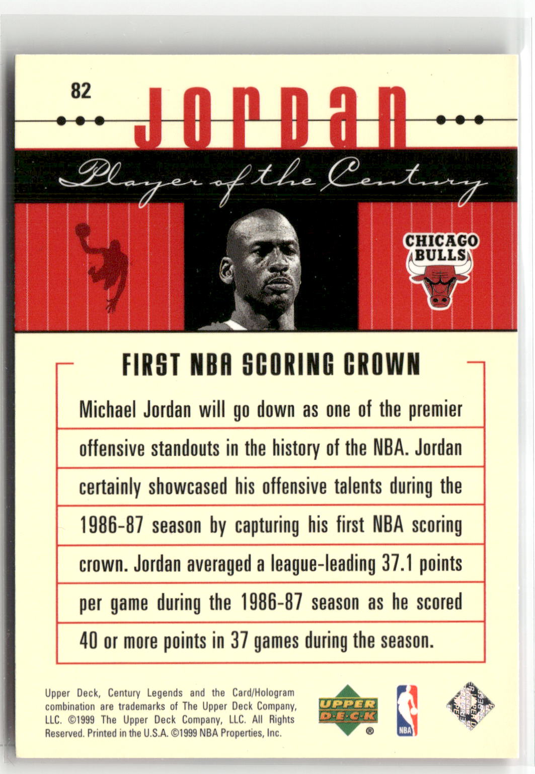1998-99 Upper Deck Century Legends #82 Michael Jordan Century Collection #/100-2