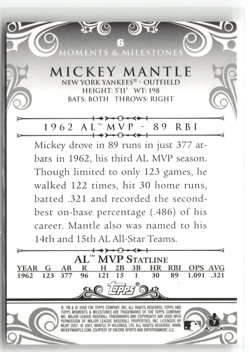 2008 Topps Moments & Milestones #6-46 Mickey Mantle #/150-2