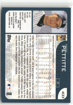 2001 Topps #433 Andy Pettitte Gold #/2001 (VG, Check Scans)-2