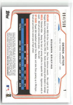 2014 Bowman #1 Derek Jeter Blue #/500-2