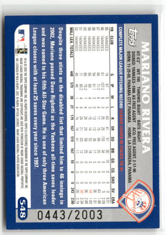 2003 Topps #548 Mariano Rivera Gold #/2003-2