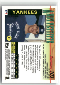 2013 Bowman #103 Andy Pettitte Blue Sapphire Refractor Rookie Reprints-2