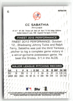 2013 Finest #6 CC Sabathia Refractors-2