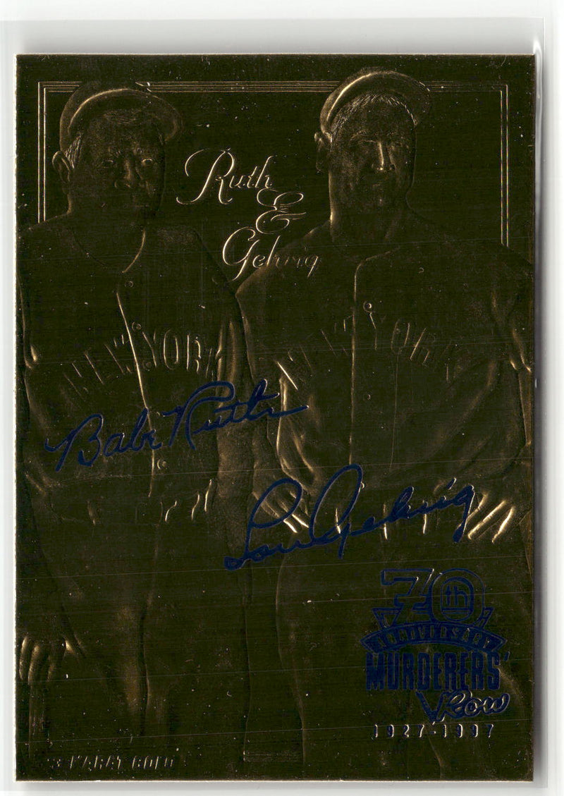 1997 Bleachers 23KT Gold Foil Sculptured #NNO Babe Ruth / Lou Gehrig-1