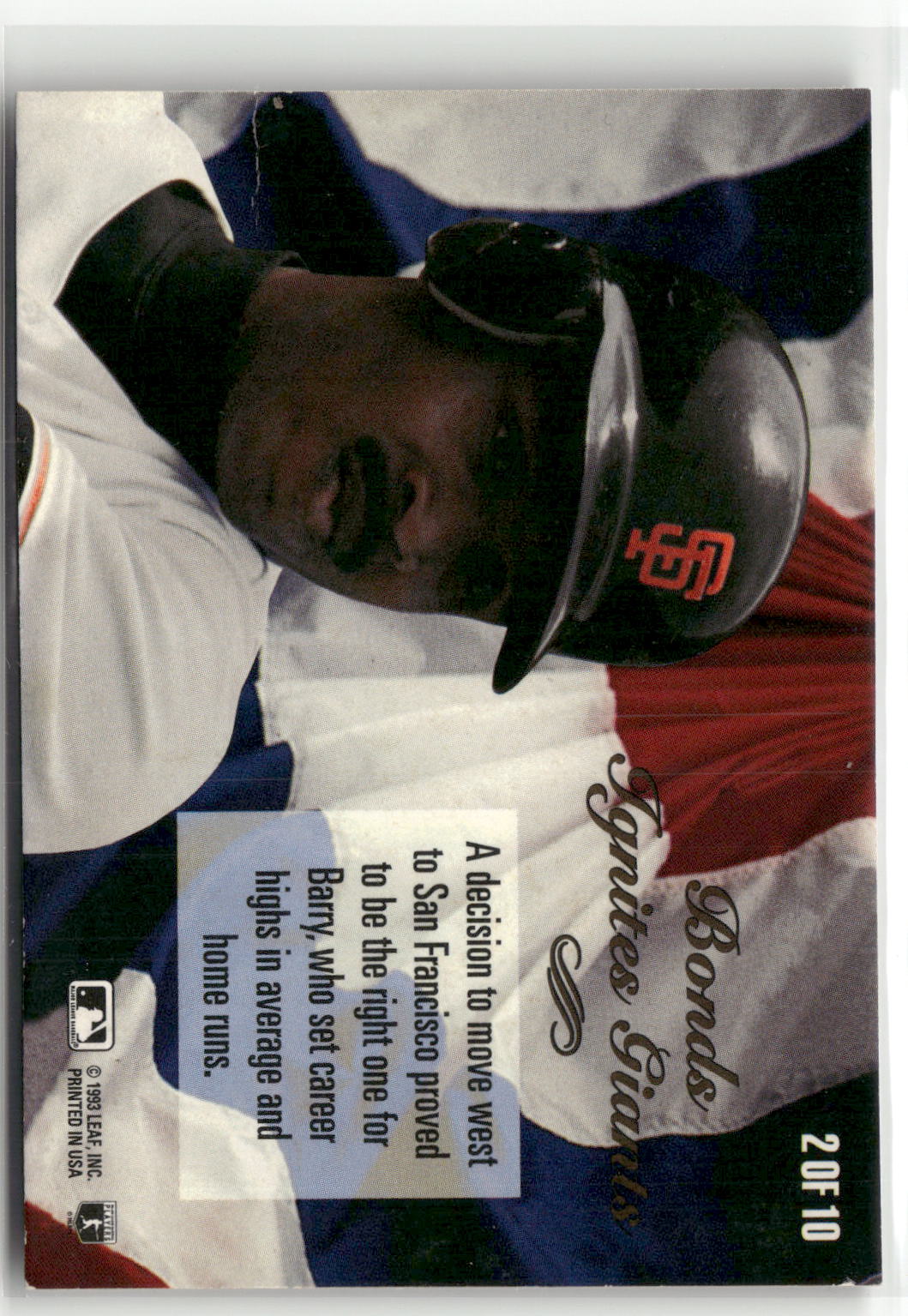 1994 Donruss #2 Barry Bonds Spirit of the Game-2