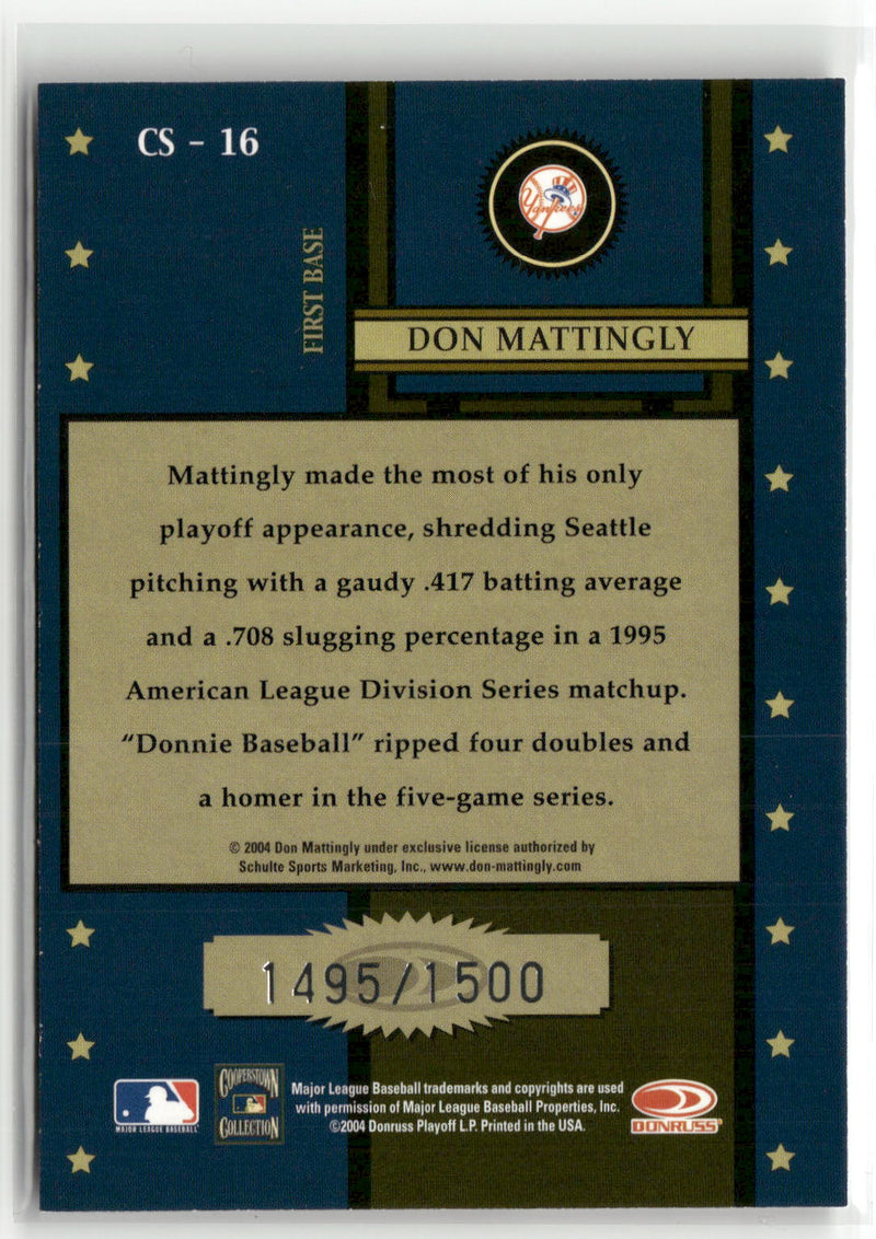 2004 Donruss Throwback Threads #CS-16 Don Mattingly Century Stars #/1500-2