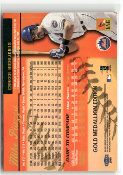 1999 Ultra #65G Mike Piazza Gold Medallion-2