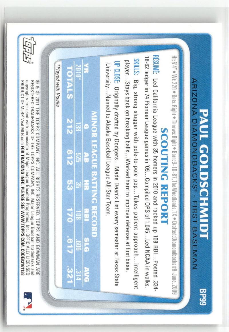 2011 Bowman #BP99 Paul Goldschmidt Prospects-2