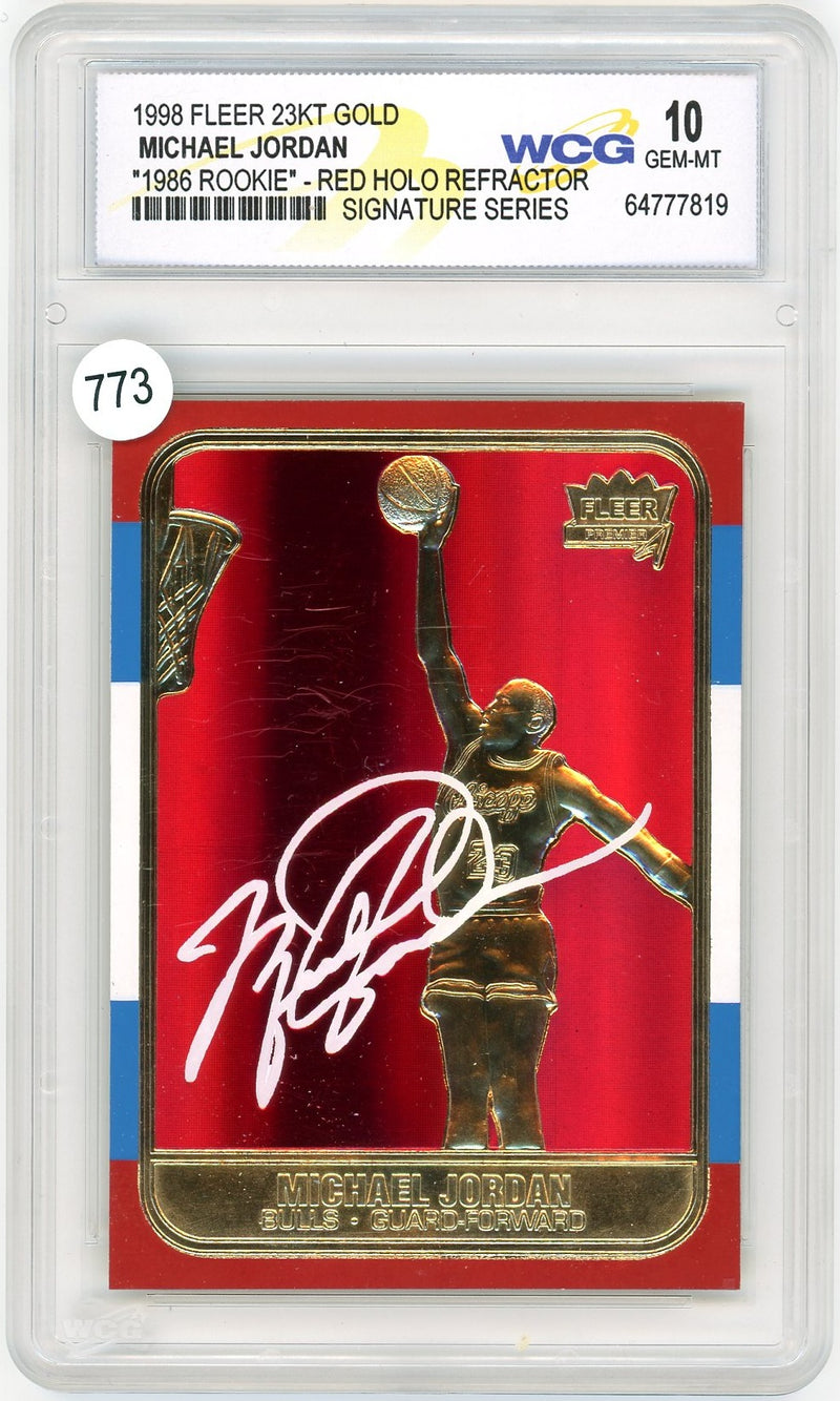 Fleer 1998 23KT Gold Michael Jordan #23 Red Holo Refractor WCG 10 Limited-1