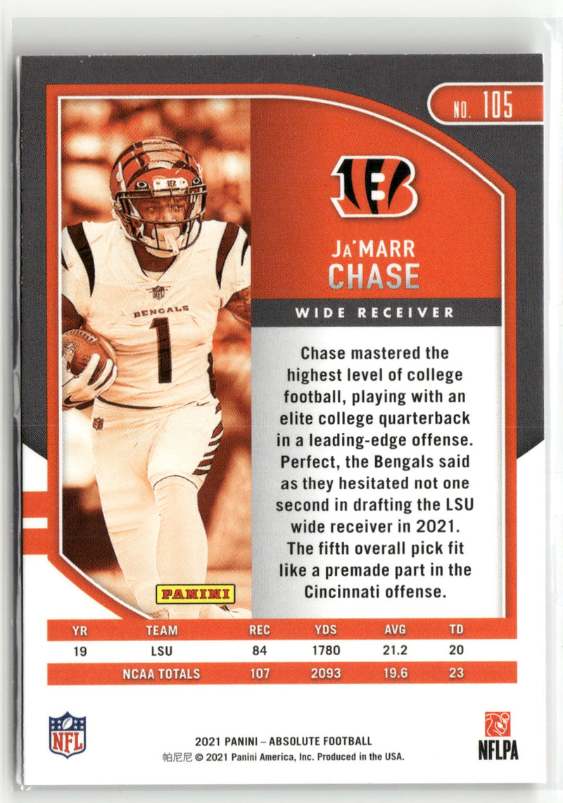 2021 Panini Absolute #105 Ja'Marr Chase Green-2