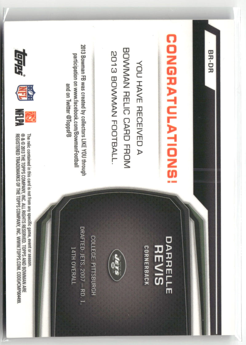 2013 Bowman #BR-DR Darrelle Revis Relics Blue #/99-2