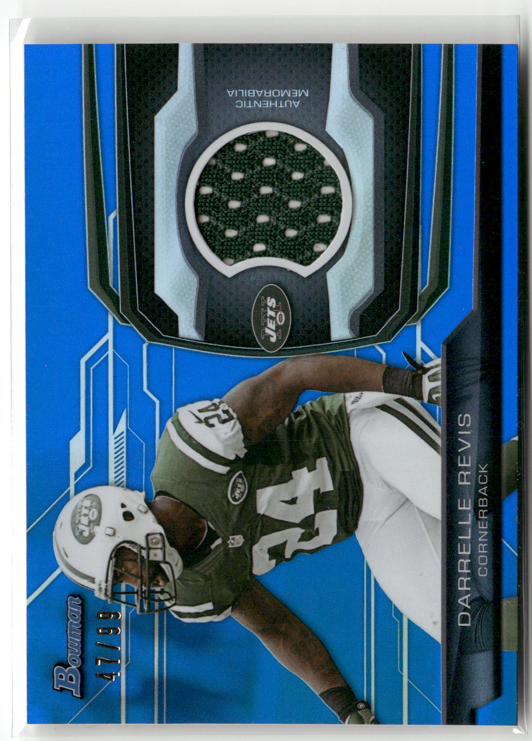 2013 Bowman #BR-DR Darrelle Revis Relics Blue #/99