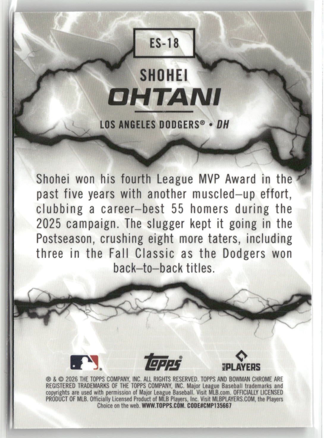 2026 Bowman #ES-18 Shohei Ohtani Electric Sluggers Mojo Refractors-2