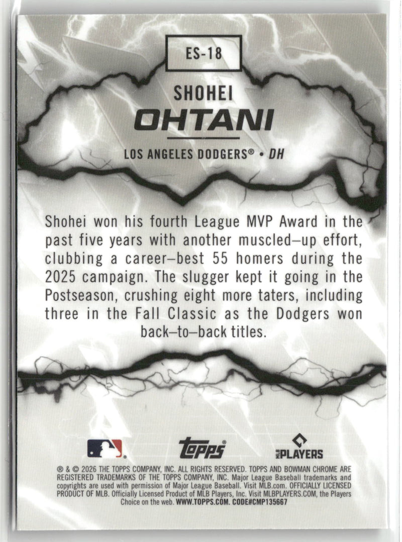 2026 Bowman #ES-18 Shohei Ohtani Electric Sluggers Mojo Refractors-2