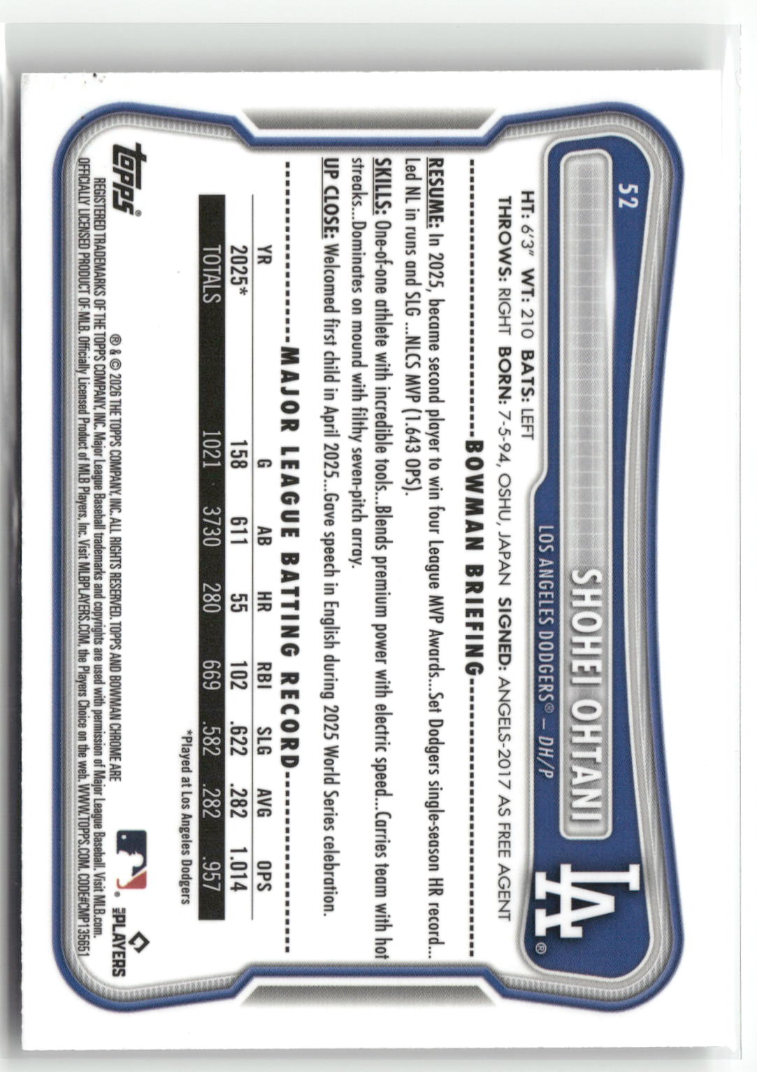 2026 Bowman #52 Shohei Ohtani Chrome Mojo Refractors-2