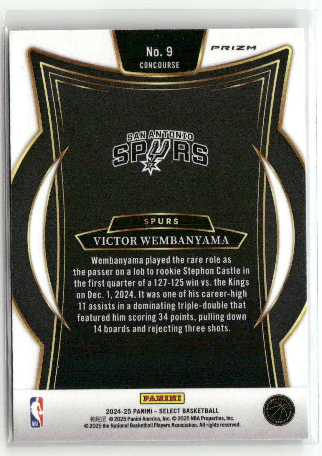 2024-25 Panini Select #9 Victor Wembanyama Tectonic Prizm-2
