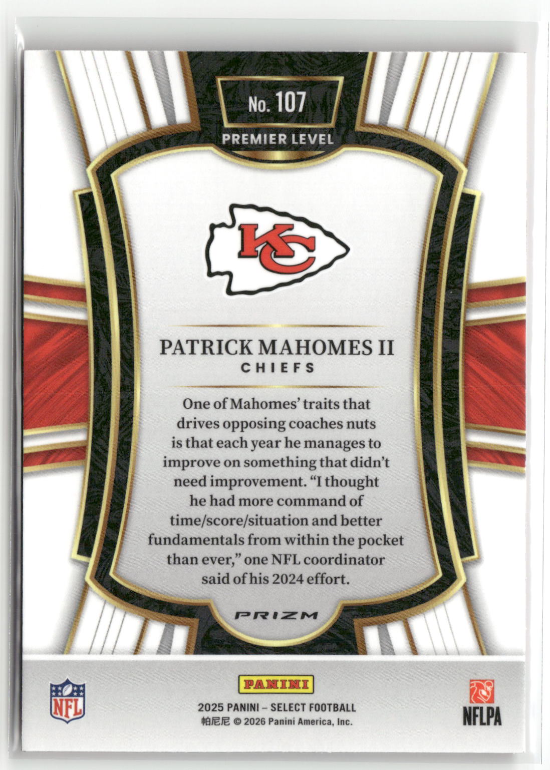 2025 Panini Select #107 Patrick Mahomes II Pink Prizm Shock-2