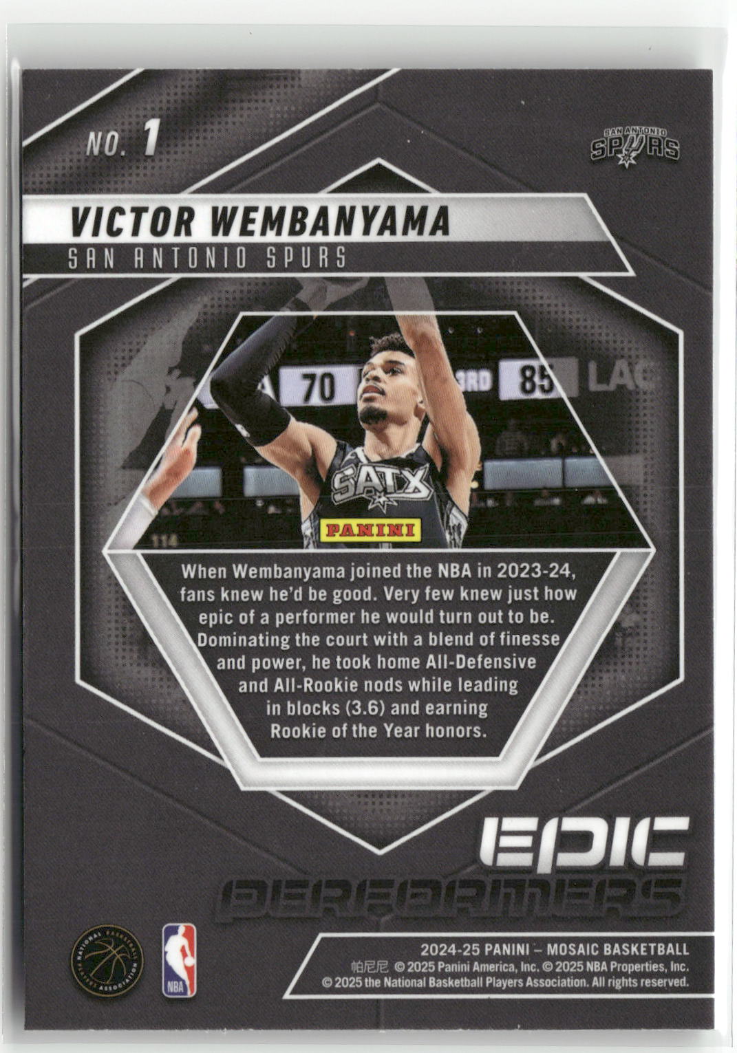 2024-25 Panini Mosaic #1 Victor Wembanyama Epic Performers-2