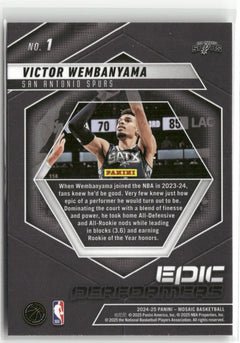2024-25 Panini Mosaic #1 Victor Wembanyama Epic Performers-2