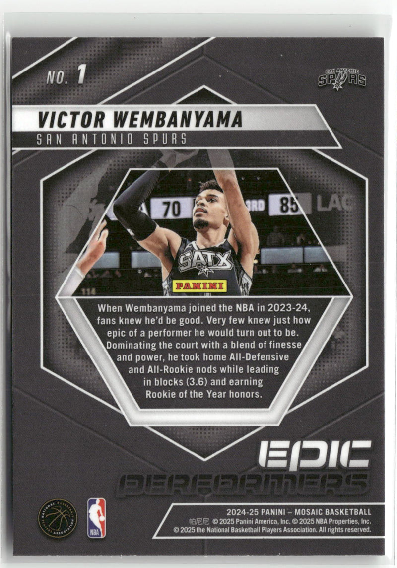 2024-25 Panini Mosaic #1 Victor Wembanyama Epic Performers-2