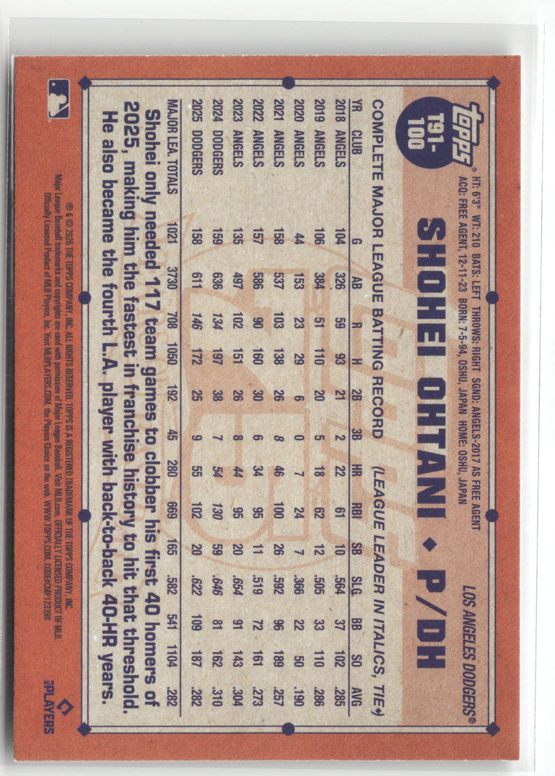 2026 Topps #T91-100 Shohei Ohtani 1991 Baseball 35th Anniversary (Series One)-2