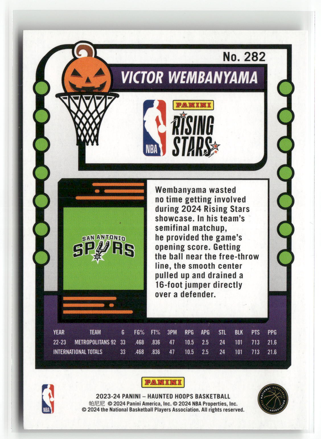2023-24 Hoops Haunted Hoops #282 Victor Wembanyama-2