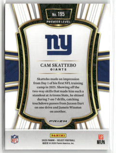 2025 Panini Select #195 Cam Skattebo Black and Red Prizm Shock-2