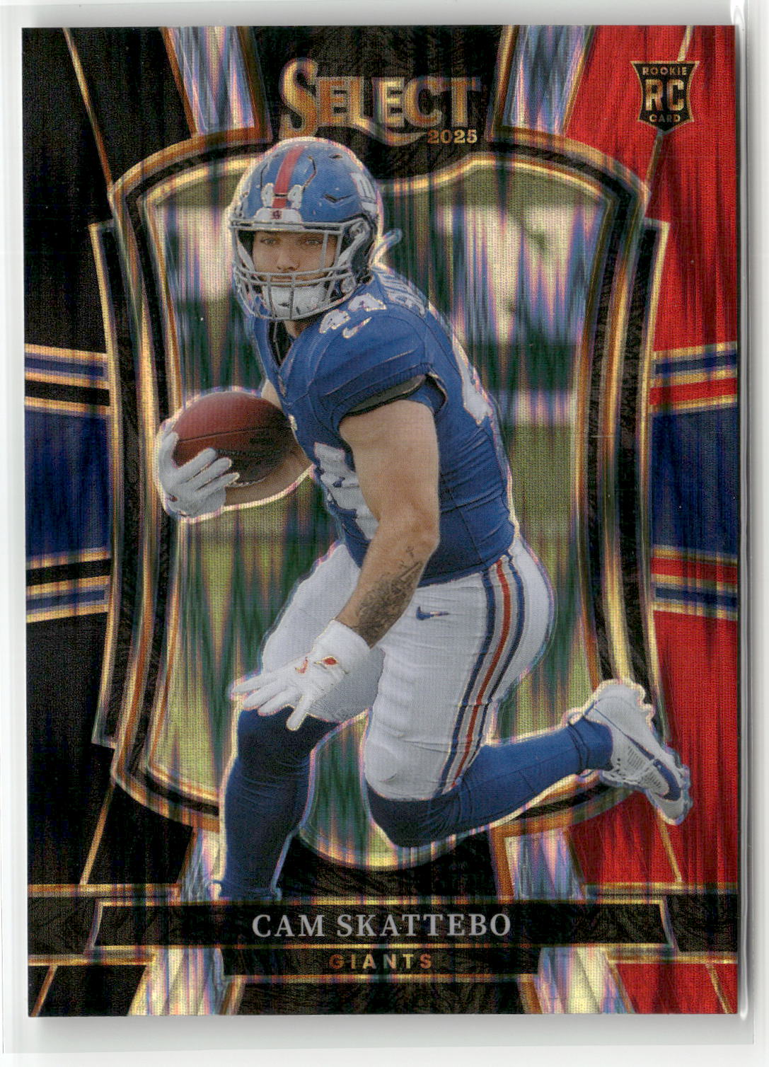 2025 Panini Select #195 Cam Skattebo Black and Red Prizm Shock