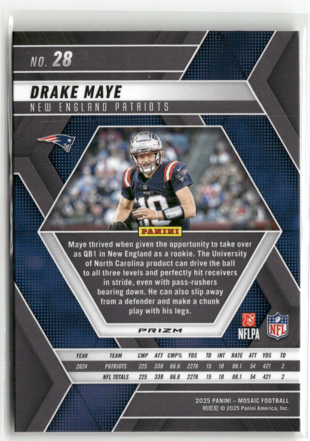 2025 Panini Mosaic #28 Drake Maye Mosaic Reactive Yellow-2