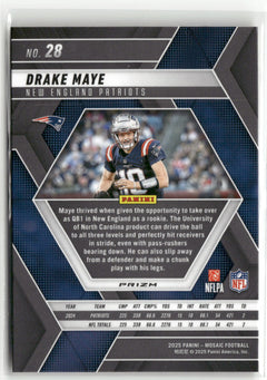 2025 Panini Mosaic #28 Drake Maye Mosaic Reactive Yellow-2